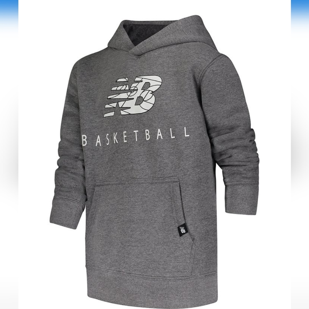 New Balance Boy's "Basketball" Fleece Hoodie Heather Charcoal Size 4 NWT